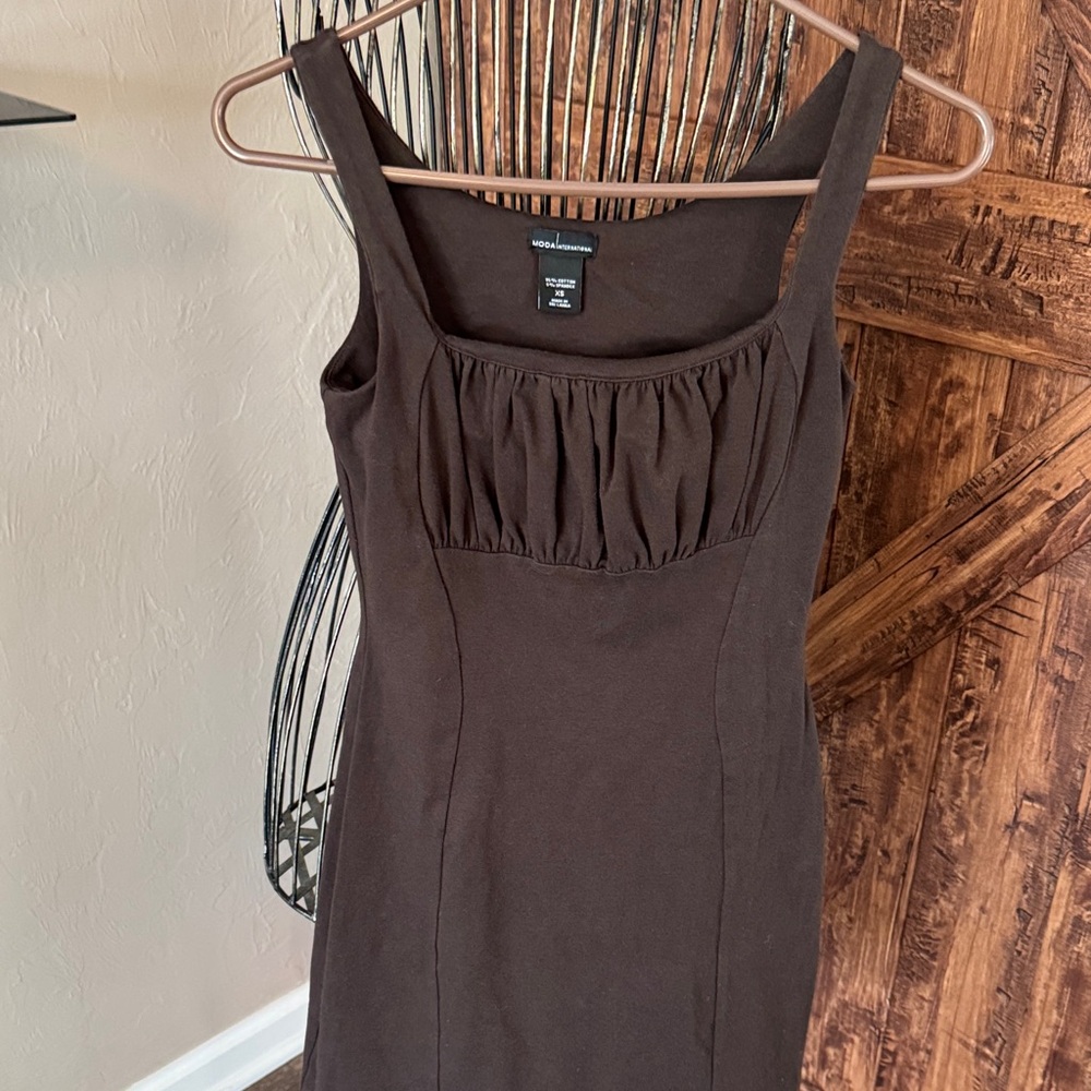Moda International Dark Brown Midi  Dress